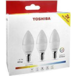 TOSHIBA ΠΑΚΕΤΟ 3ΤΜΧ Λάμπα LED για Ντουί E14 και Σχήμα C37 Θερμό Λευκό