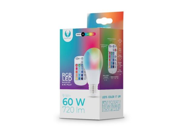Λάμπα LED E27 A60 RGB + Λευκό 9W + RC Forever Light