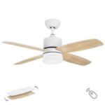 Ανεμιστήρας Οροφής 120cm 70W LED Dimmable Τηλεχειρισμός Λευκό-Φυσικό Ξύλο Ostro