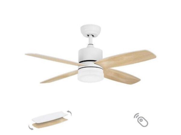 Ανεμιστήρας Οροφής 120cm 70W LED Dimmable Τηλεχειρισμός Λευκό-Φυσικό Ξύλο Ostro