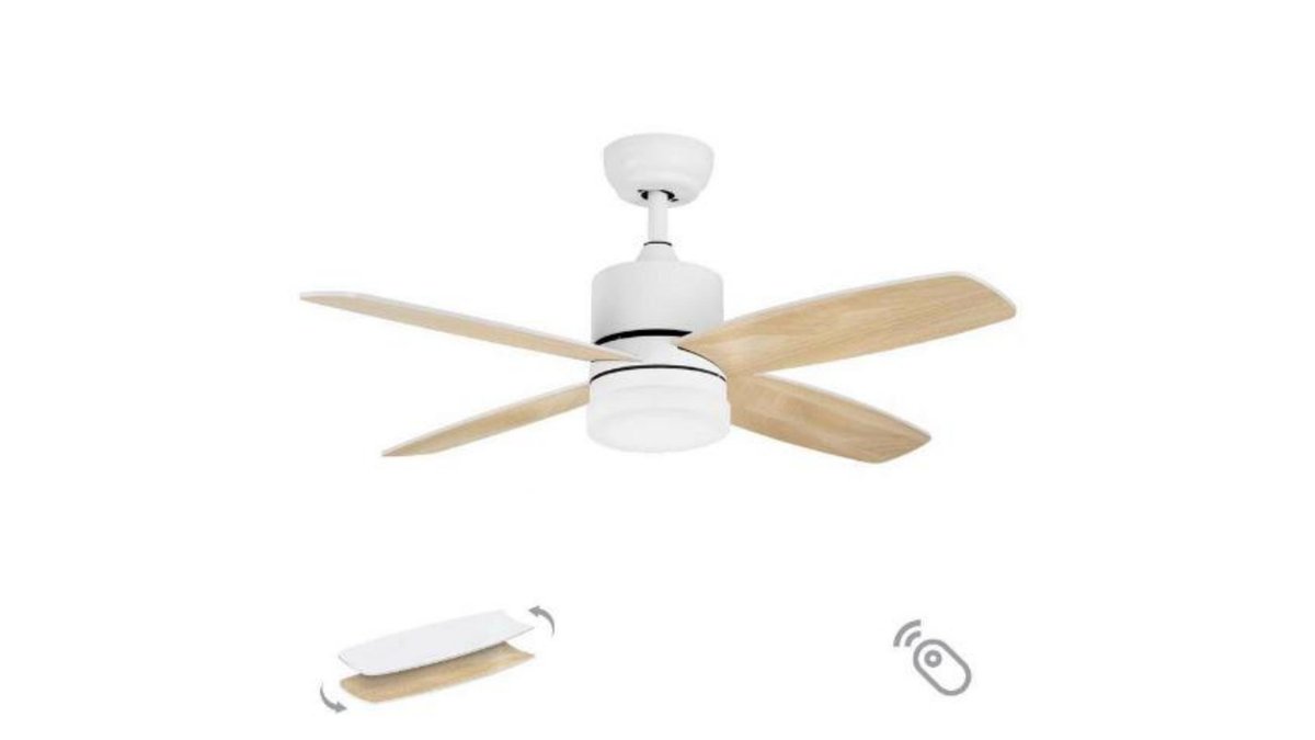 673216a766b0360b8a4bc523 Ανεμιστήρας Οροφής 120cm 70W LED Dimmable Τηλεχειρισμός Λευκό-Φυσικό Ξύλο Ostro - Image 1