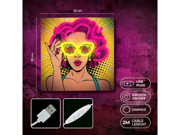 Neon ART LED POWER WOMAN yellow-purple usb με διακόπτη on off & dimmer