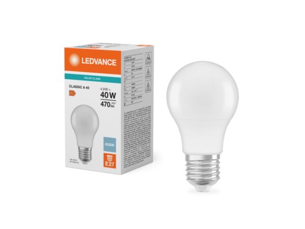 Λαμπτήρας LED OSRAM/LEDVANCE Value Classic A 40 FR NON-DIM E27 4,9W470LM 6500K