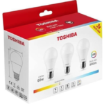 TOSHIBA ΠΑΚΕΤΟ 3ΤΜΧ Λάμπα LED για Ντουί E27 και Σχήμα A60 Θερμό Λευκό