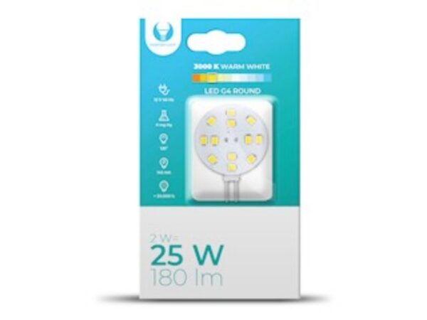 Λάμπα LED G4 Στρογγυλή 2W 12V 3000K 180lm Forever Light