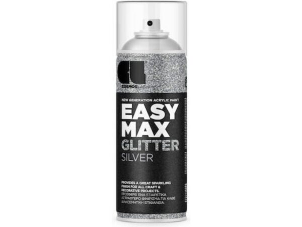 Cosmos Lac Σπρέι Βαφής Easy Max Ακρυλικό με Glitter Εφέ Silver 400ml