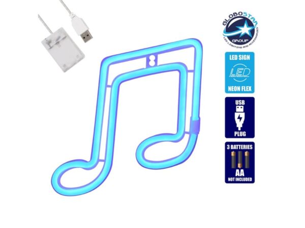 Φωτιστικό Ταμπέλα Φωτεινή Επιγραφή NEON LED Σήμανσης MUSIC NOTE 5W με Καλώδιο Τρ