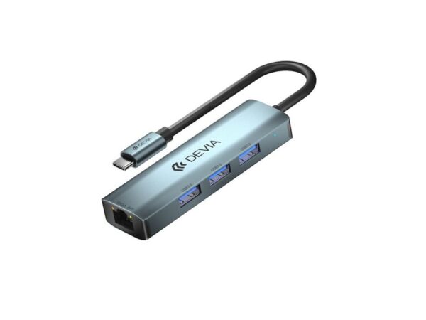 Devia adapter HUB 4in1 EC621 USB-C 3.1 to 3x USB 3.0 + RJ45 deep gray
