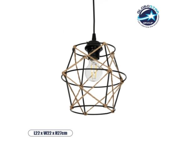 GLOBOSTAR® SOLON 201-0088 Vintage Κρεμαστό Φωτιστικό Οροφής με Ντουί 1 x E27 AC
