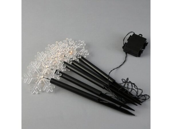 ΣΕΙΡΑ, 5 LED 3mm, 5 ΧΙΟΝΟΝΙΦΑΔΕΣ ΜΕ ΡΑΒΔΙ ΓΙΑ ΕΔΑΦΟΣ 34,5cm, ΗΛΙΑΚΟ ΣΥΛΛΕΚΤΗ ΜΕ