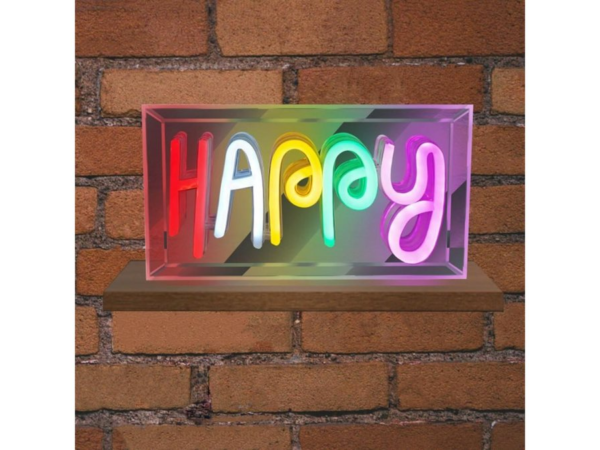 NEON LED STRIPS HAPPY neon@transparent frame|USB ΚΑΛΩΔΙΟ 1mt|5V|230x40x127