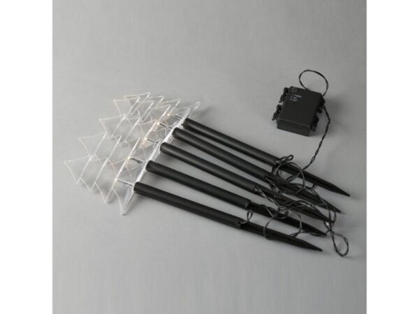 ΣΕΙΡΑ, 5 LED 3mm, 5 ΔΕΝΤΡΑ ΜΕ ΡΑΒΔΙ ΓΙΑ ΕΔΑΦΟΣ 37cm, ΗΛΙΑΚΟ ΣΥΛΛΕΚΤΗ ΜΕ ΑΙΣΘΗΤΗ