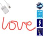 Φωτιστικό Ταμπέλα Φωτεινή Επιγραφή NEON LED  LOVE κόκκινο 5W με Καλώδιο Τροφοδοσ