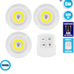 Φωτιστικά Νυκτός Μπαταρίας LED COB 6W 600lm 6000Κ & Timer & Ασύρματο Χειριστήριο