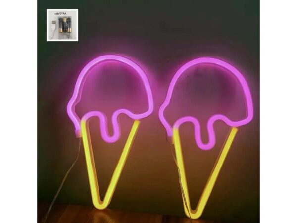 Φωτιστικό Ταμπέλα Φωτεινή Επιγραφή NEON LED Σήμανσης Παγωτό 5W με Καλώδιο Usb