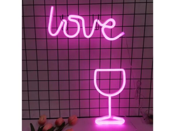 Φωτιστικό Ταμπέλα Φωτεινή Επιγραφή NEON LED ΠΟΤΗΡΙ ΚΡΑΣΙ 5W με Καλώδιο Usb
