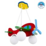 GloboStar® AIRPLANE 01575 Παιδικό Κρεμαστό Φωτιστικό Φιγούρα Τρίφωτο 3 x E27 IP