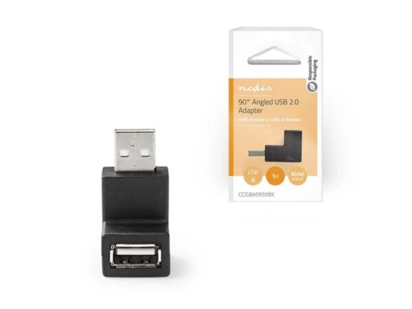 Αντάπτορας USB High-Speed Α αρσ. – USB Α θηλ., σε γωνία 90° μοιρών. – NEDIS