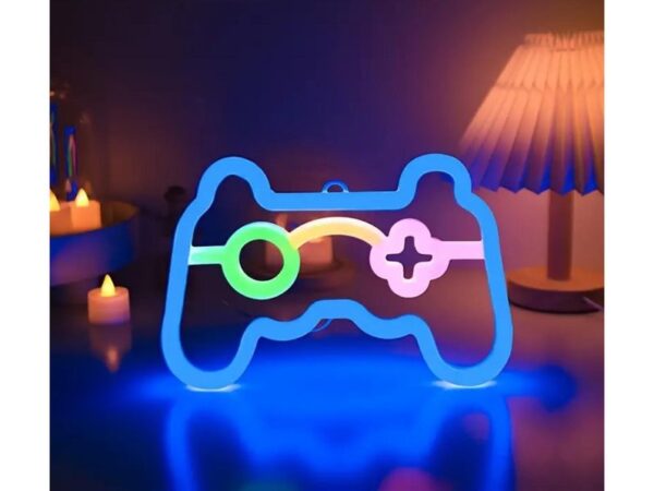 Φωτιστικό neon χειριστήριο play με usb και αντάπτορα για μπαταρίες