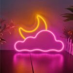 Φωτιστικό neon με βάση plexiglass Σύννεφο φεγγάρι και dimmer με καλώδιο   usb