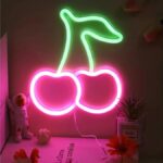 Φωτιστικό neon Κεράσι ροζ πράσινο με καλώδιο usb ή  μπαταρίες