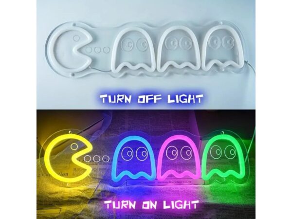 Φωτιστικό neon με βάση plexiglass Pacman Retro με dimmer  & καλώδιο usb