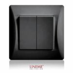 Διακόπτης διπλός μαύρος ματ Lineme H Series απλός