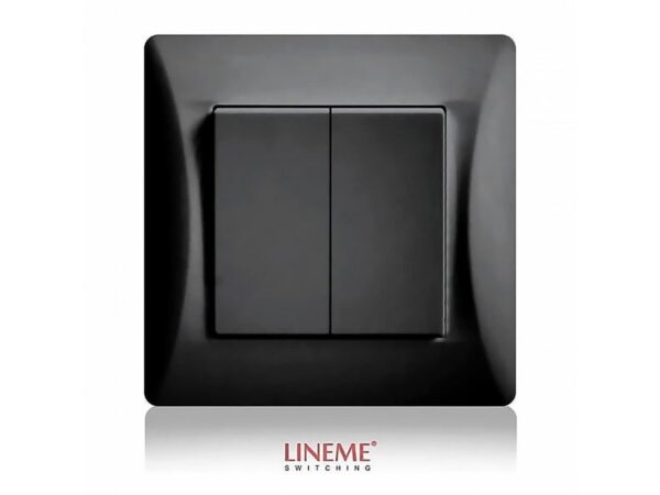 Διακόπτης διπλός μαύρος ματ Lineme H Series απλός