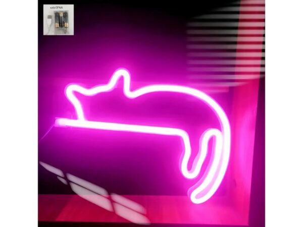 Φωτιστικό neon Γάτα ροζ  με καλώδιο usb ή μπαταρίες (δεν συμπεριλαμβάνονται μπατ