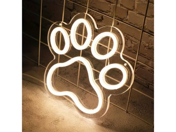 Φωτιστικό neon με βάση plexiglass Πατουσάκι λευκό  με καλώδιο usb & dimmer