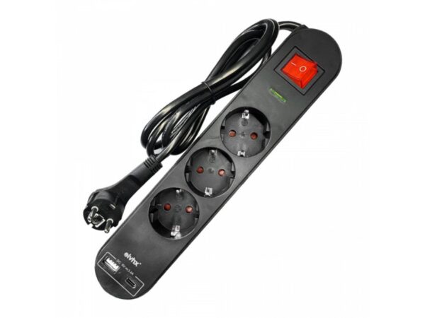 ΠΟΛ/ΖO 3Θ ΠΡΟΣΤΑΣΙΑΣ ΥΠΕΡΤΑΣΕΩΝmax3680W+ΔΙΑΚ.+USB+ΚΑΛ.1mt IP20 ΜΑΥΡΟ