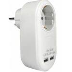 ΑΝΤΑΠΤOΡΑΣ ΜΕ 2 USB SCHUKO → 1Θ SCHUKO max:3680W IP20