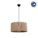 Boho Κρεμαστό Φωτιστικό Καπέλο Μονόφωτο 1 x E27 IP20 Μπεζ Rattan - M40 x Π40 x Υ