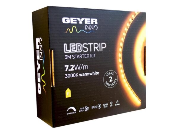 LED Strip KIT 7.2W 12V 3000K IP20 3m + driver