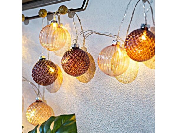ΣΕΙΡΑ, 10 LED 5mm, ΜΕ ΡΟΖ ΓΥΑΛΙΝΕΣ ΜΠΑΛΕΣ 6cm, 4,5V ΜΕΤΑΣΧΗΜΑΤΙΣΤΗΣ, ΔΙΑΦΑΝΟ ΚΑΛ