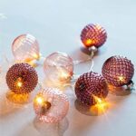 ΣΕΙΡΑ, 10 LED 5mm, ΜΕ ΡΟΖ ΓΥΑΛΙΝΕΣ ΜΠΑΛΕΣ 6cm, ΜΠΑΤΑΡΙΑΣ 3xAA, ΔΙΑΦΑΝΟ PVC ΚΑΛΩΔ