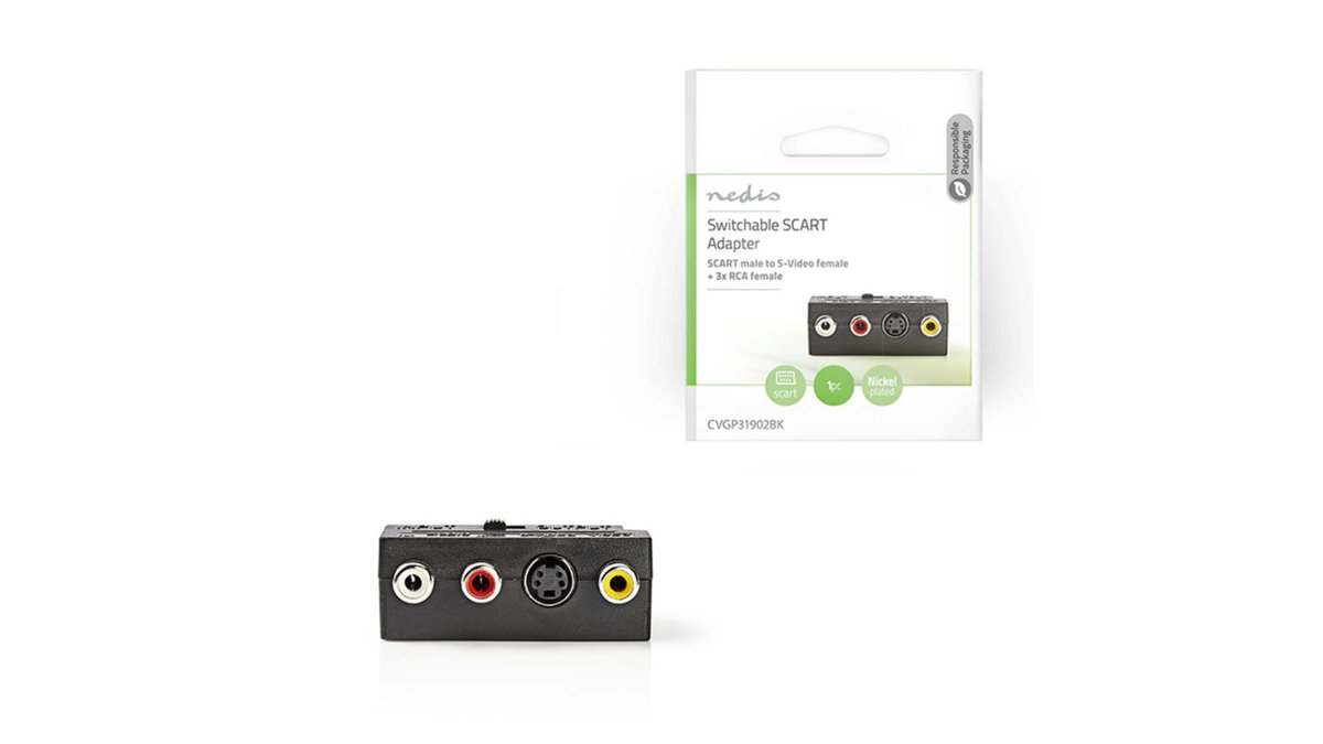 678f73f51071bf3f91ab12eb NEDIS CVGP31902BK Αντάπτορας Scart αρσ. - 3x RCA θηλ. + S-Video θηλ. - Image 1