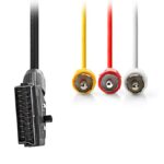 NEDIS CVGL31130BK20 Καλώδιο SCART αρσ. - 3x RCA αρσ. με διακόπτη (in/out), 2.00m