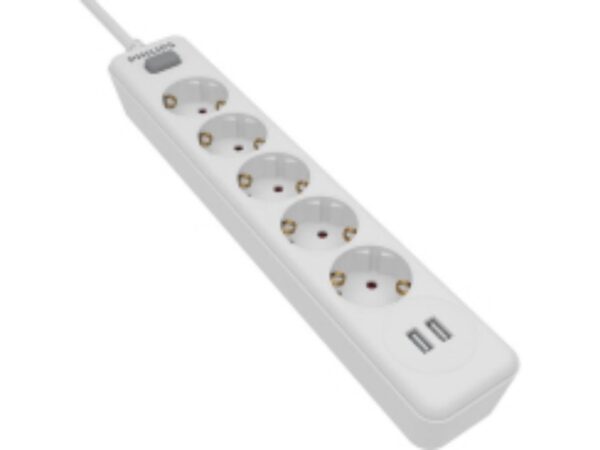 PHILIPS SPN3052W/GRS ΠΟΛΥΠΡΙΖΟ 5 ΘΕΣΕΩΝ ΜΕ 2 USB TYPE-A 2.4 A