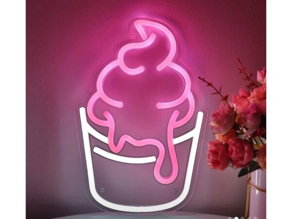 Φωτιστικό neon με βάση plexiglass Cupcake με διακόπτη on/off  & καλώδιο usb