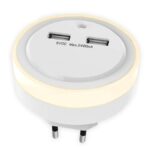 SONORA RING LIGHT USB Φωτάκι νυκτός LED με 2 θύρες φόρτισης USB.