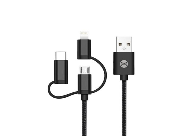 Forever 3in1 cable USB - Lightning + USB-C + microUSB 1,0 m 1,5A black