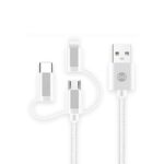 Forever 3in1 cable USB - Lightning + USB-C + microUSB 1,0 m 1,5A white