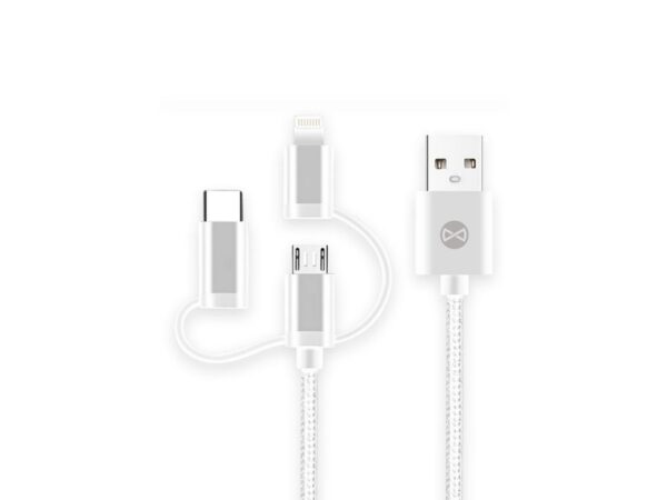 Forever 3in1 cable USB - Lightning + USB-C + microUSB 1,0 m 1,5A white