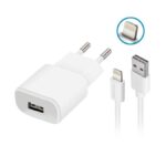 Φορτιστής Forever TC-01 1x USB 2A λευκό + καλώδιο Lightning