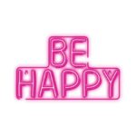 Neon PLEXI LED BE HAPPY pink usb με διακόπτη on off Διαστάσεις 370 x 28 x 280