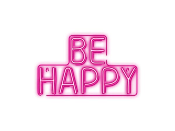 Neon PLEXI LED BE HAPPY pink usb με διακόπτη on off Διαστάσεις 370 x 28 x 280