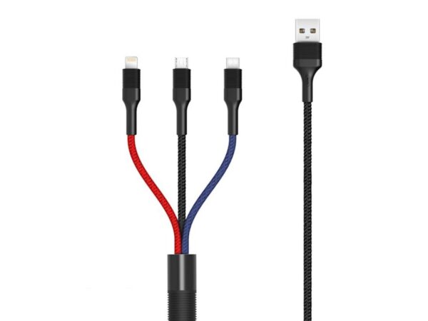 XO cable NB54 3in1 USB - Lightning + USB-C + microUSB 1,2 m 3A multicolor