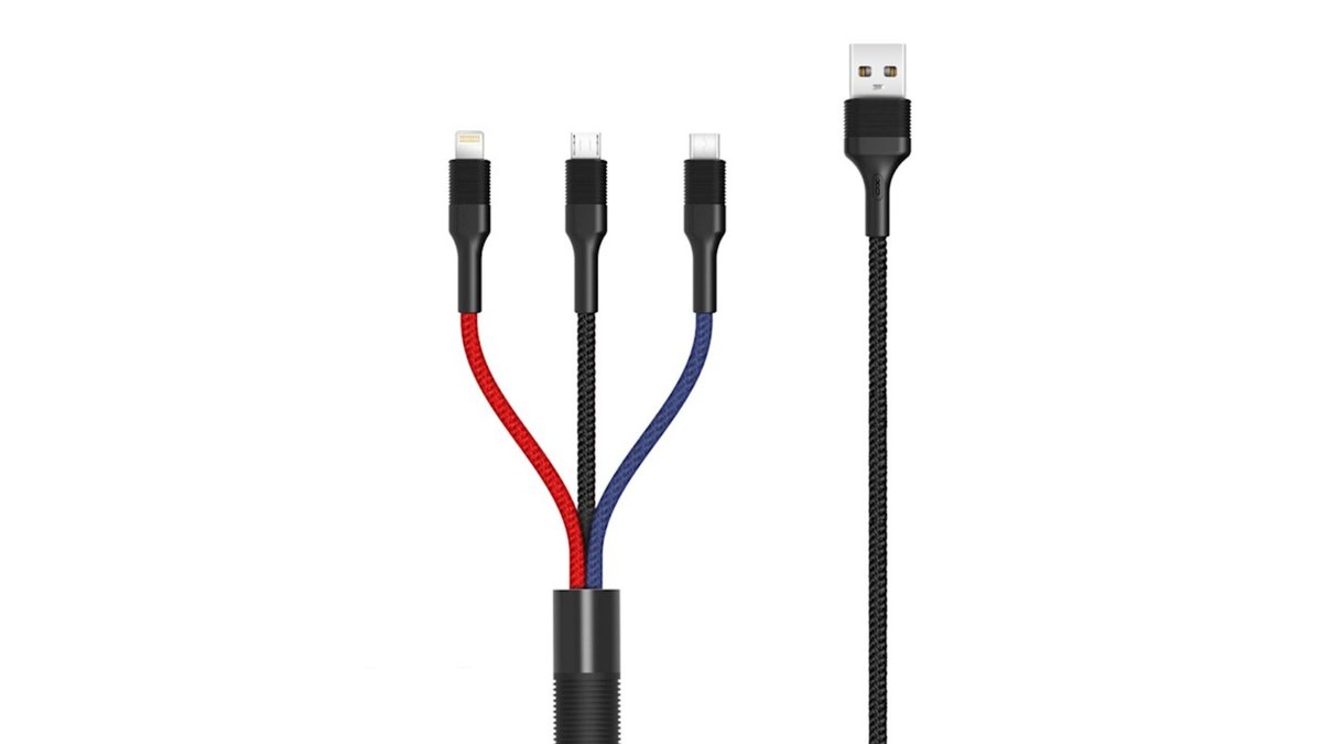 67af35be89f6b4551b29f40c XO cable NB54 3in1 USB - Lightning + USB-C + microUSB 1,2 m 3A multicolor - Image 1
