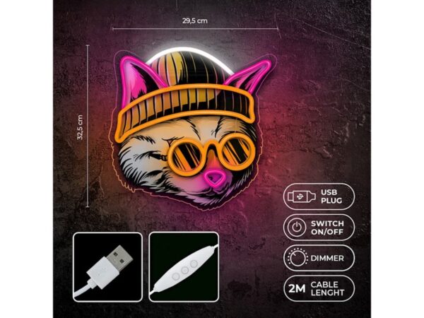 Neon ART LED CAT DREAMER multicolor usb με διακόπτη on off & dimmer